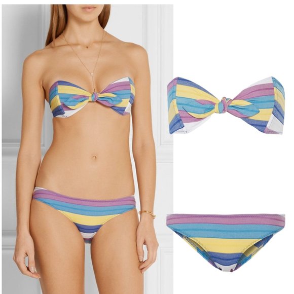 LISA MARIE FERNANDEZ Poppy Stripe bandeau bikini sz II S